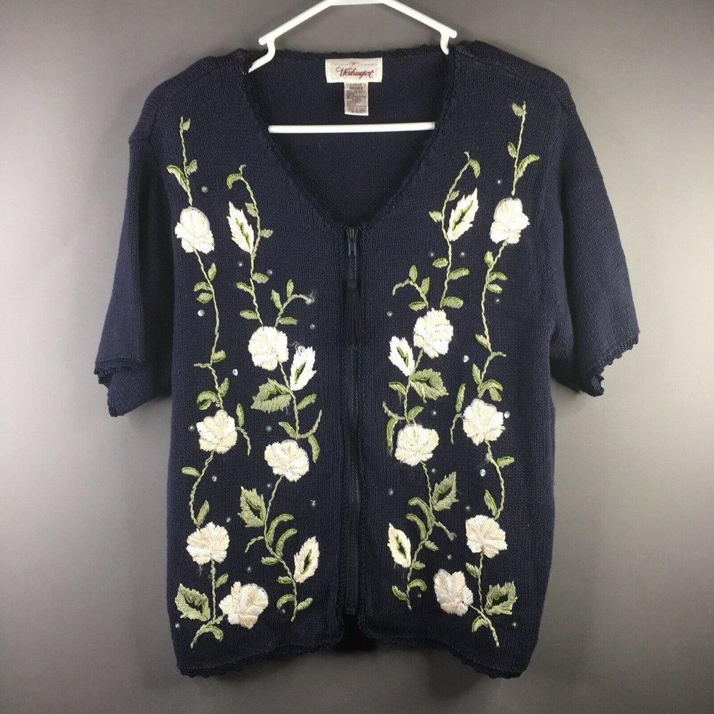 🐙 Worthington Cotton Blend Embroidered Sweater